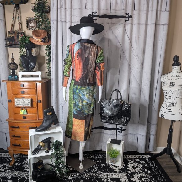 Arthur Apparel (Free People) Box Pleat Fish Party Shirt Dress NWT Size 6 - Picture 7 of 11